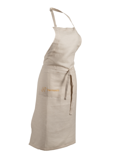 Cooking apron made of hemp fabric - beige